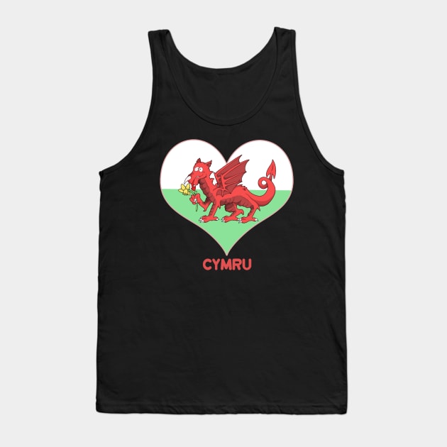 Welsh dragon With Heart Tank Top by GlamourFairy